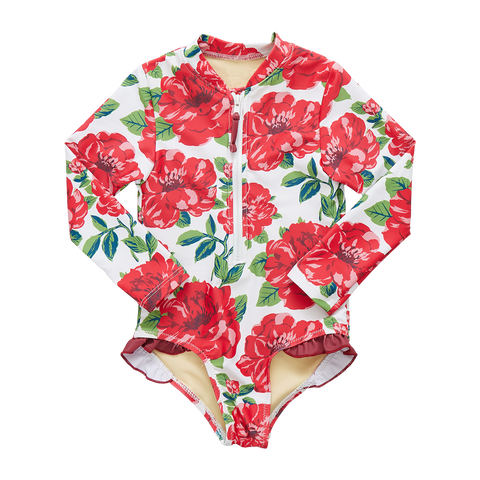 Pink Chicken Arden Swimsuit - Red Peonies - Let Them Be Little, A Baby & Children's Clothing Boutique