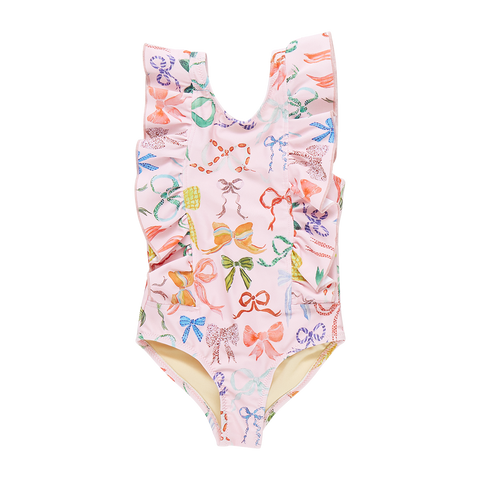 Pink Chicken Katniss Swimsuit - Watercolor Bows - Let Them Be Little, A Baby & Children's Clothing Boutique