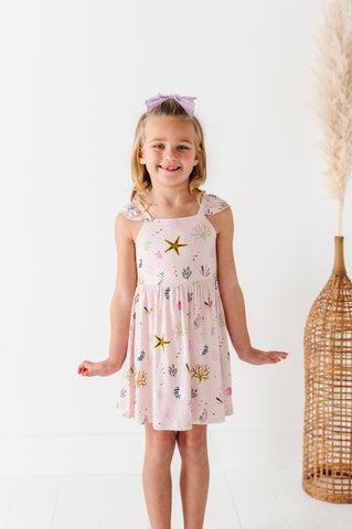 Kiki + Lulu Flutter Sleeve Toddler Dress - Seashells (That’s What Sea Said) - Let Them Be Little, A Baby & Children's Clothing Boutique