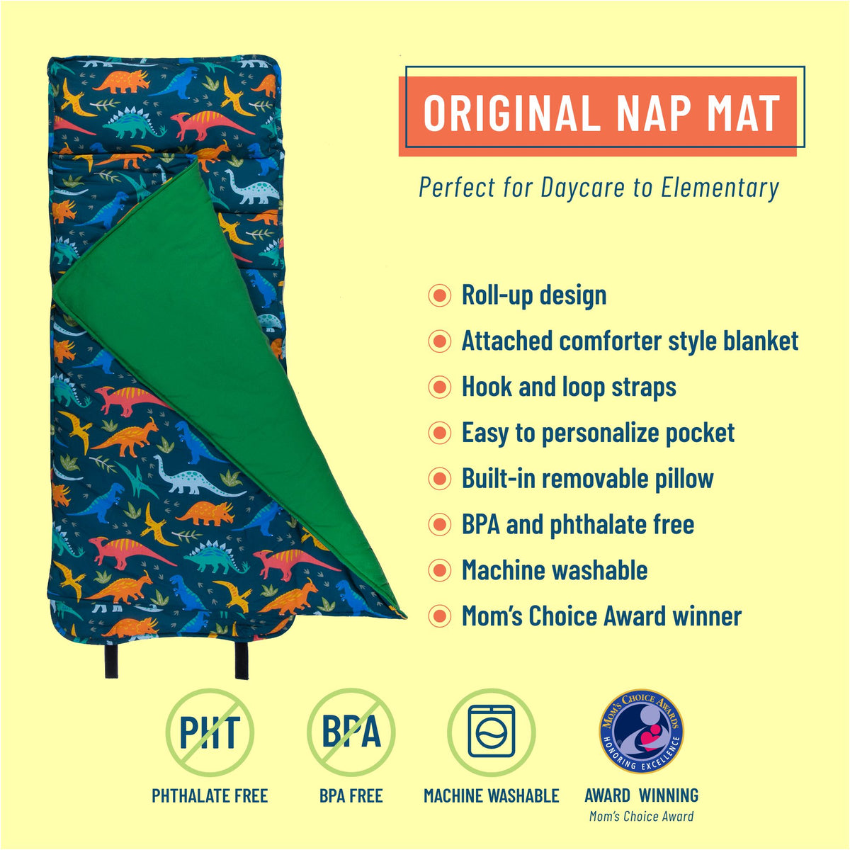 Wildkin Original Nap Mat Jurassic Dinosaurs Let Them Be Little, A