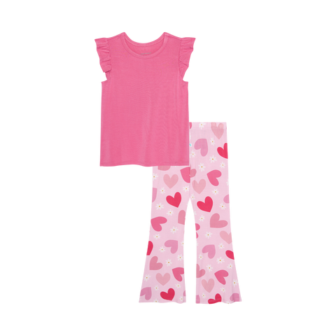 Posh Peanut Ruffled Cap Sleeve Tee & Bell Bottom Set - Daisy Love - Let Them Be Little, A Baby & Children's Clothing Boutique