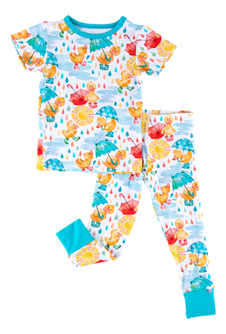 Birdie Bean Short Sleeve w/ Pants 2 Piece PJ Set - Puddles - Let Them Be Little, A Baby & Children's Clothing Boutique