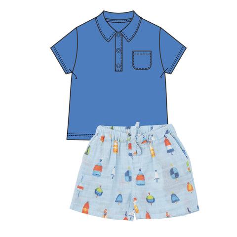 Angel Dear Muslin Short & Polo Shirt Set - Bouys - Let Them Be Little, A Baby & Children's Clothing Boutique