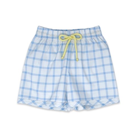 Lullaby Set Barnes Bathing Suit - Whales Blue Windowpane, Yellow PRESALE - Let Them Be Little, A Baby & Children's Clothing Boutique