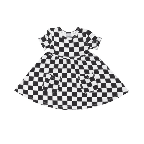Angel Dear Twirly Short Sleeve Dress - Checkerboard - Let Them Be Little, A Baby & Children's Clothing Boutique