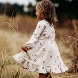 City Mouse Raglan Ruff Dress - Blush Mushrooms - Let Them Be Little, A Baby & Children's Clothing Boutique