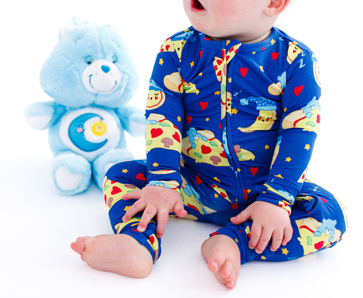 Birdie Bean Zip Romper w/ Convertible Foot Care Bears™ Bedtime Pizza Let Them Be Little, A