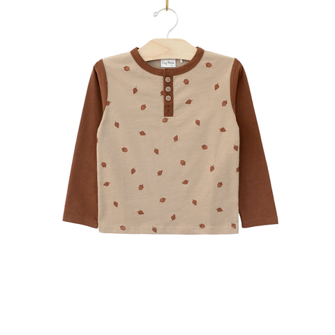 City Mouse Long Sleeve Henley Tee - Pecan Acorns - Let Them Be Little, A Baby & Children's Clothing Boutique