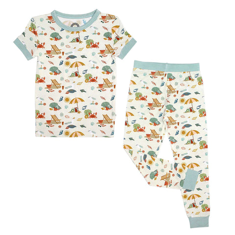 Emerson & Friends Short Sleeve Bamboo PJ Set - Beach Day - Let Them Be Little, A Baby & Children's Clothing Boutique