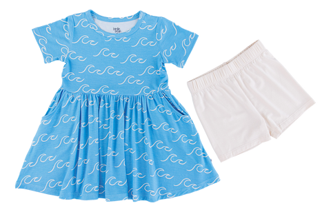Birdie Bean Short Sleeve Birdie Dress Set - Cove - Let Them Be Little, A Baby & Children's Clothing Boutique