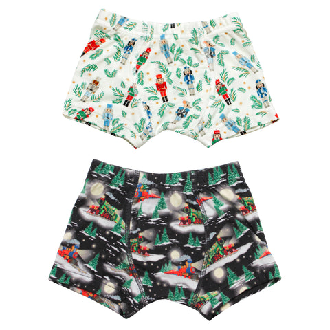 Free Birdees Boys Boxer Set of 2 - Magical Midnight Express Trains/Forest Wonderland Lumberjacks - Let Them Be Little, A Baby & Children's Clothing Boutique
