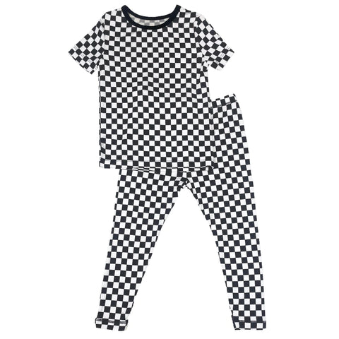 Free Birdees Short Sleeve Pajama Set - Finish Line Checkers - Let Them Be Little, A Baby & Children's Clothing Boutique