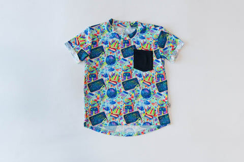 Ollee & Belle Short Sleeve Pocket Tee - Scholar - Let Them Be Little, A Baby & Children's Clothing Boutique
