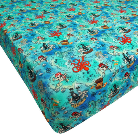 Free Birdees Twin Fitted Sheet - Pirate High Seas Treasure Map - Let Them Be Little, A Baby & Children's Clothing Boutique