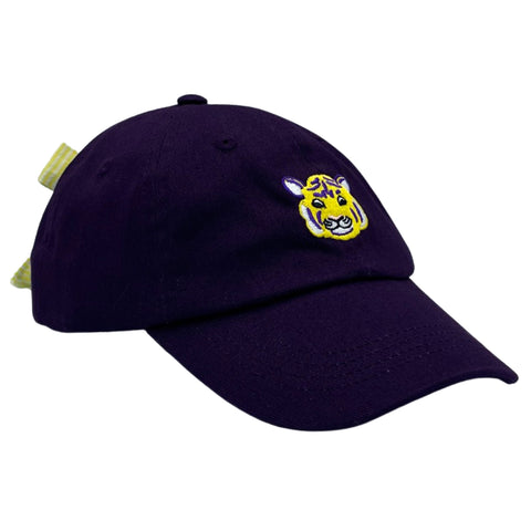 Bits & Bows Baseball Hat w/ Bow - Purple w/ Yellow Tiger - Let Them Be Little, A Baby & Children's Clothing Boutique