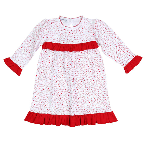 Magnolia Baby Printed Ruffle Long Sleeve Dress - Love You - Let Them Be Little, A Baby & Children's Clothing Boutique