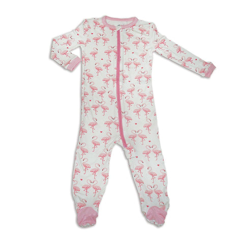 Silkberry Baby Bamboo Zip up Footed Sleeper - Flamingo Love - Let Them Be Little, A Baby & Children's Boutique