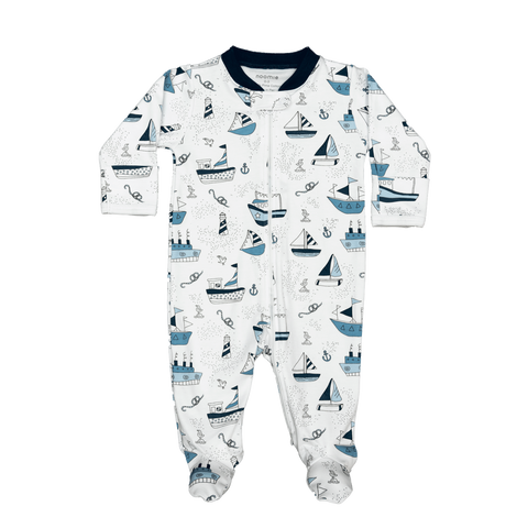 Baby Noomie Zipper Footie - Boats - Let Them Be Little, A Baby & Children's Clothing Boutique