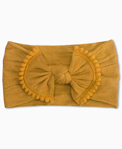 Emerson & Friends Nylon Headband with Pom Pom - Mustard - Let Them Be Little, A Baby & Children's Boutique