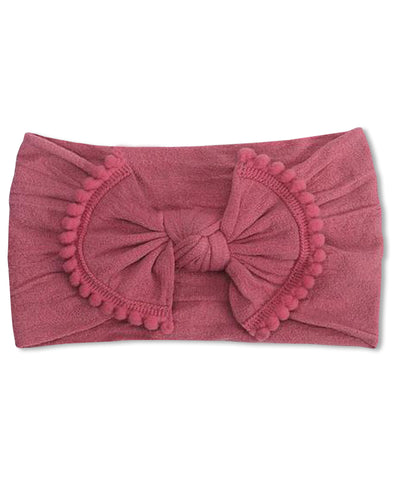 Emerson & Friends Nylon Headband with Pom Pom - Raspberry - Let Them Be Little, A Baby & Children's Boutique