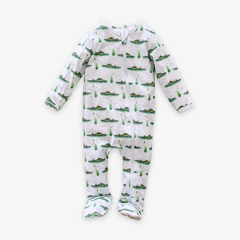 Velvet Fawn Zipper Footie - See Ya Later Alligator - Let Them Be Little, A Baby & Children's Clothing Boutique
