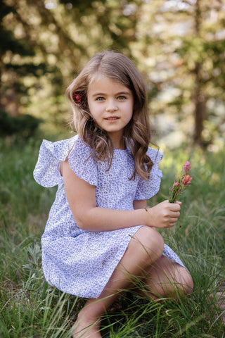 Lucky Jade Darling Dress - Park Petals Floral Blue - Let Them Be Little, A Baby & Children's Clothing Boutique