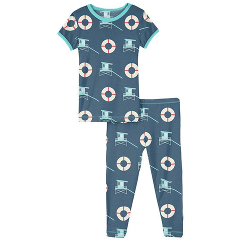 Kickee Pants Print Short Sleeve Pajama Set - Deep Sea Lifeguard - Let Them Be Little, A Baby & Children's Clothing Boutique