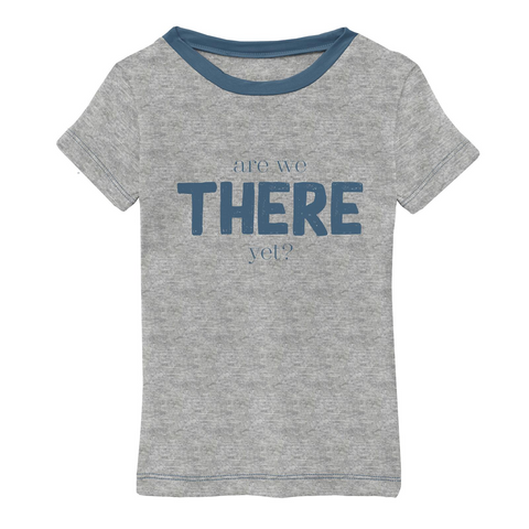 Kickee Pants Short Sleeve Easy Fit Crew Neck Graphic Tee - Heathered Mist Are We There Yet - Let Them Be Little, A Baby & Children's Clothing Boutique