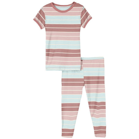 Kickee Pants Print Short Sleeve Pajama Set - Active Stripe - Let Them Be Little, A Baby & Children's Clothing Boutique