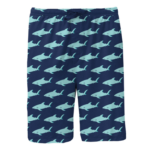 Kickee Pants Men's Print Lounge Shorts - Flag Blue Sharky - Let Them Be Little, A Baby & Children's Clothing Boutique