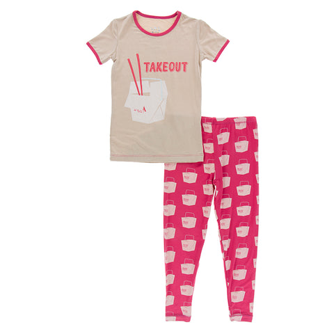 Kickee Pants Short Sleeve Graphic Tee Pajama Set - Cherry Pie Take Out PRESALE - Let Them Be Little, A Baby & Children's Boutique