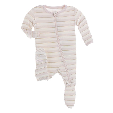 Kickee Pants Printed Zipper Footie - Everyday Heroes Sweet Stripe - Let Them Be Little, A Baby & Children's Boutique