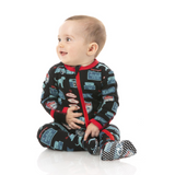 Kickee Pants Print Footie with Zipper - Midnight on the Road - Let Them Be Little, A Baby & Children's Clothing Boutique