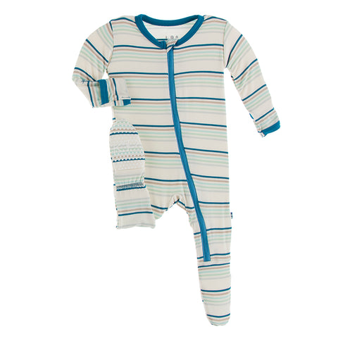 Kickee Pants Print Footie with Zipper - Culinary Arts Stripe - Let Them Be Little, A Baby & Children's Boutique
