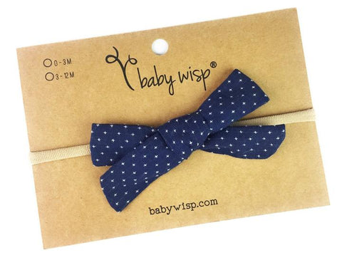 Baby Wisp Hand Tied Starlite Bow - Navy - Let Them Be Little, A Baby & Children's Boutique
