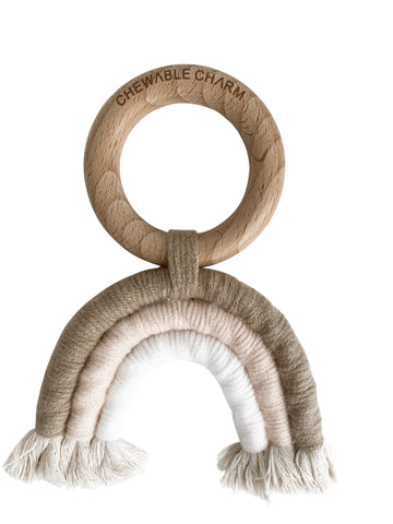 Chewable Charm Macrame Rainbow Teether - Tan + Blush - Let Them Be Little, A Baby & Children's Boutique