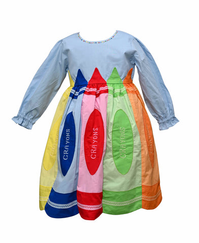 Cotton Kids Embroidered Dress - Crayon Dress - Let Them Be Little, A Baby & Children's Clothing Boutique
