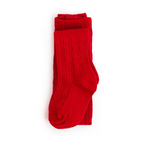 Little Stocking Co. Cable Knit Tights - Bright Red - Let Them Be Little, A Baby & Children's Clothing Boutique