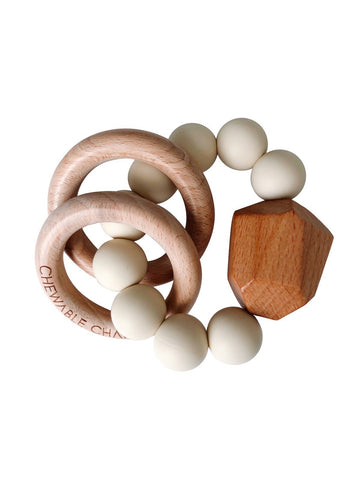 Chewable Charm Silicone + Wood Teether Toy - Cream - Let Them Be Little, A Baby & Children's Boutique