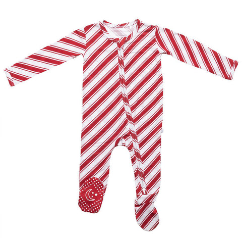 Little Pajama Co. Zip Footed Onesie - Candy Cane - Let Them Be Little, A Baby & Children's Clothing Boutique