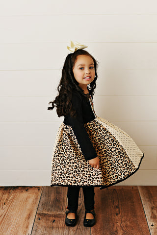 Swoon Baby Bliss Tier Dress - 2222 Midnight Leopard Collection - Let Them Be Little, A Baby & Children's Clothing Boutique