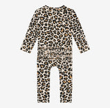 Posh Peanut Long Sleeve Ruffled Romper - Lana Leopard - Let Them Be Little, A Baby & Children's Boutique