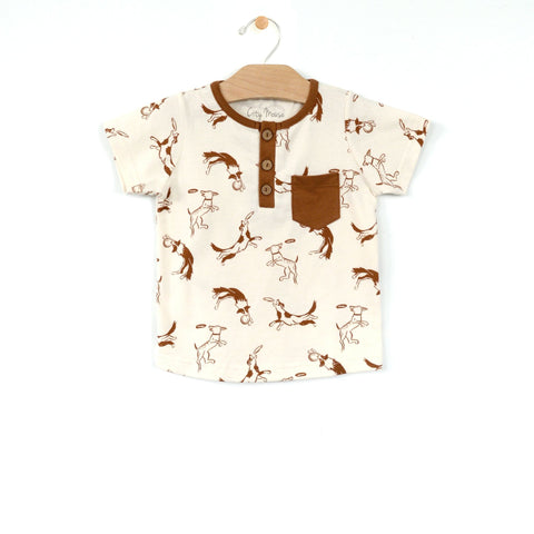 City Mouse Henley Pocket Tee - Toffee Dogs - Let Them Be Little, A Baby & Children's Clothing Boutique