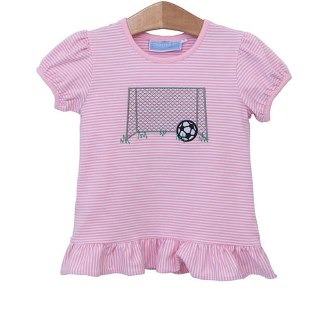 Trotter Street Kids Short Sleeve Ruffle Applique Tee - Soccer - Let Them Be Little, A Baby & Children's Clothing Boutique