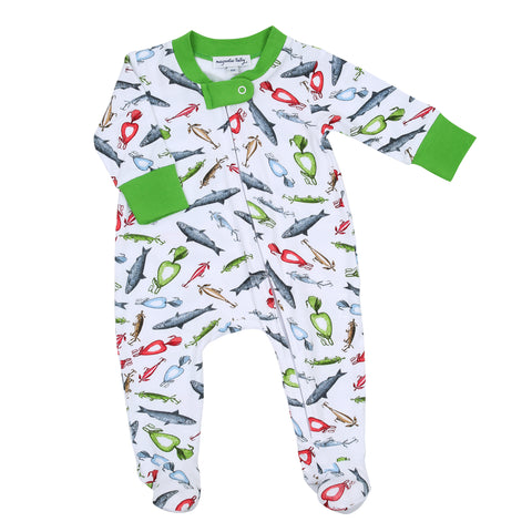 Magnolia Baby Bamboo Blend Printed Zipper Footie - Good Catch - Let Them Be Little, A Baby & Children's Clothing Boutique
