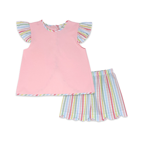 Lullaby Set Angel Short Set - Playful Pink, Rainbow PRESALE - Let Them Be Little, A Baby & Children's Clothing Boutique