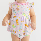 Magnolia Baby Flutter Sleeve Bubble - Cake, Presents, Party! Pink - Let Them Be Little, A Baby & Children's Clothing Boutique