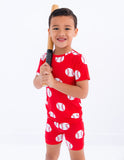 Birdie Bean Short Sleeve w/ Shorts 2 Piece PJ Set - Baseball Red - Let Them Be Little, A Baby & Children's Clothing Boutique