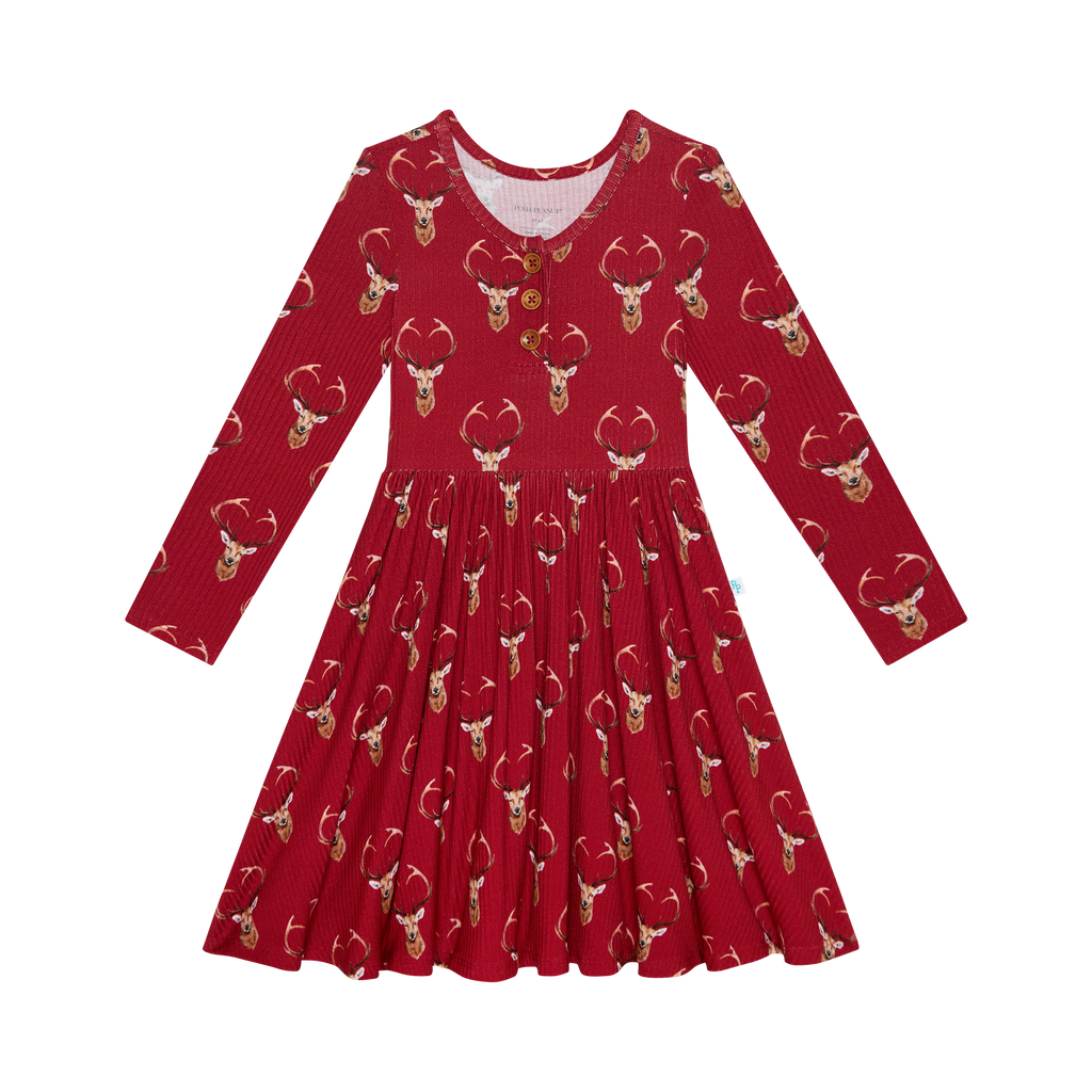 Posh Peanut Long Sleeve Henley Twirl Dress Dash Let Them Be Little