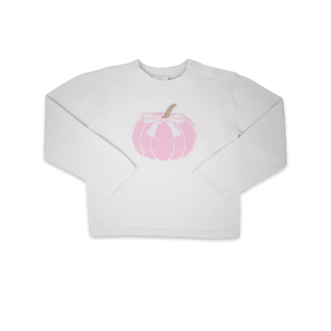 Lullaby Set Cozy Up Sweater - White w/ Pink Pumpkin - Let Them Be Little, A Baby & Children's Clothing Boutique
